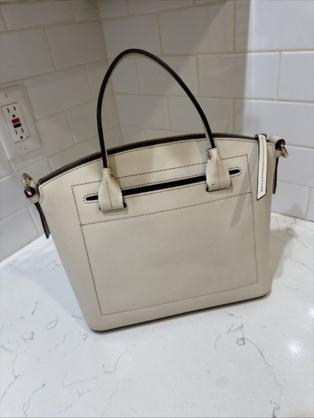 As Is Dooney and Bourke Beacon Cream Leather Satchel Bag - Picture 8 of 16